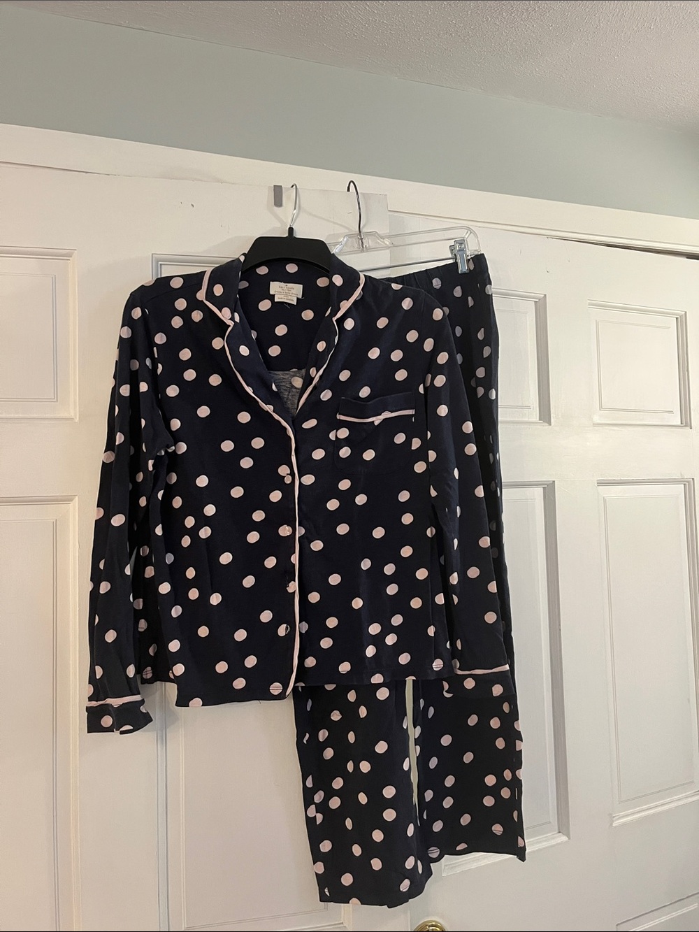 kate spade Navy and Light Pink Polka Dot  Pajama Set